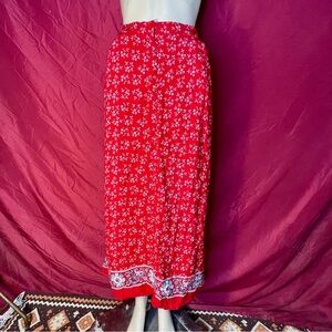 Vintage Liz Claiborne Crazy Horse Red Floral Western Maxi Skirt 16W